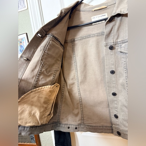 RAG & BONE Iron Denim & Genuine Lamb Leather Sleeve Jacket - Large - Picture 12 of 16